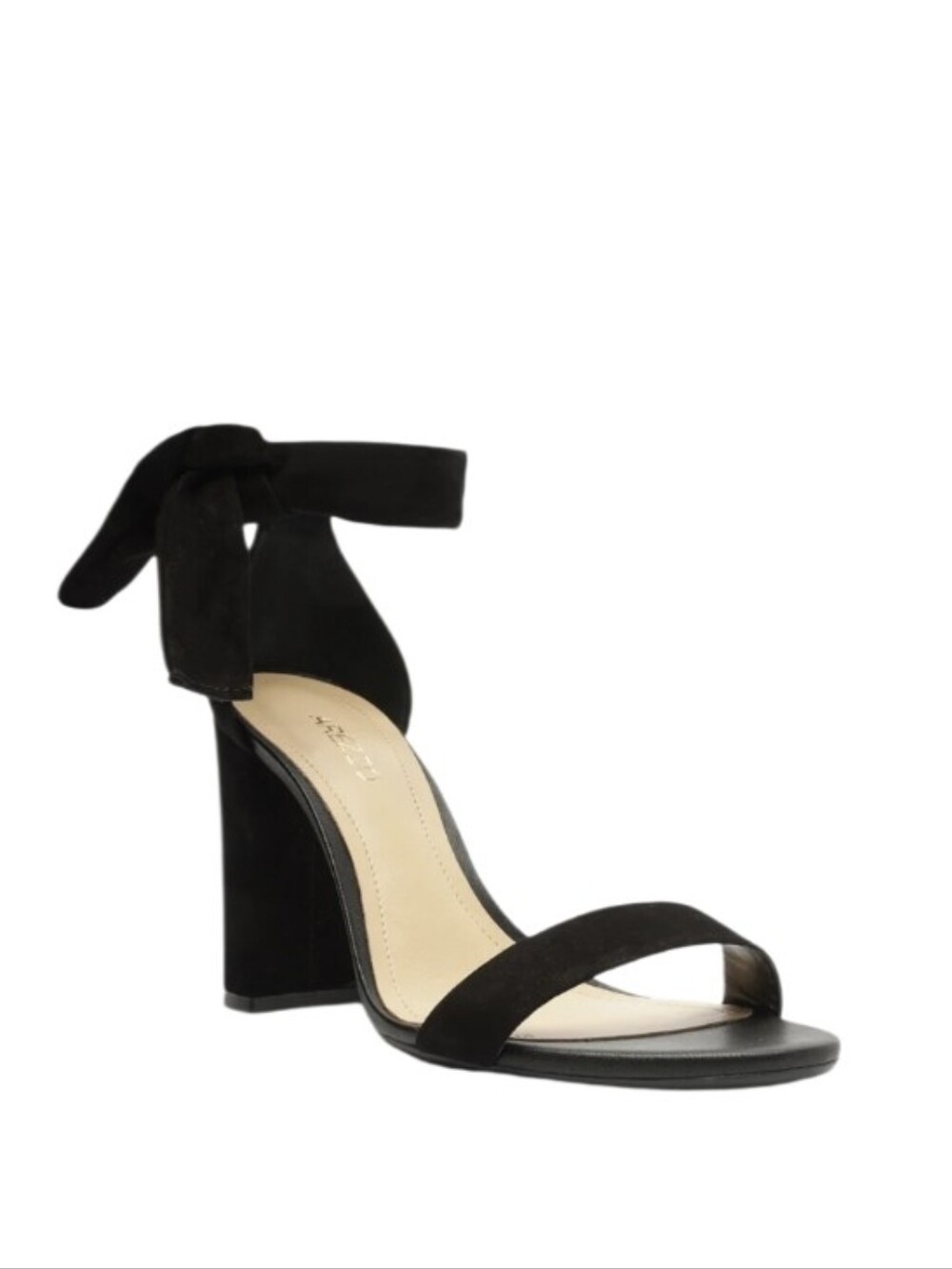 NEW! AREZZO Women's Black Isabelli Leather Ankle Tie Block Heel Sandal 6.